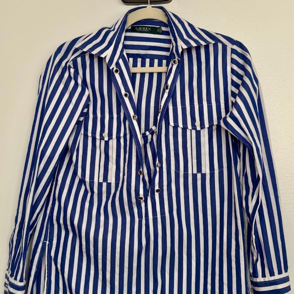 Ralph Lauren Blue & White Stripe Tunic Top
